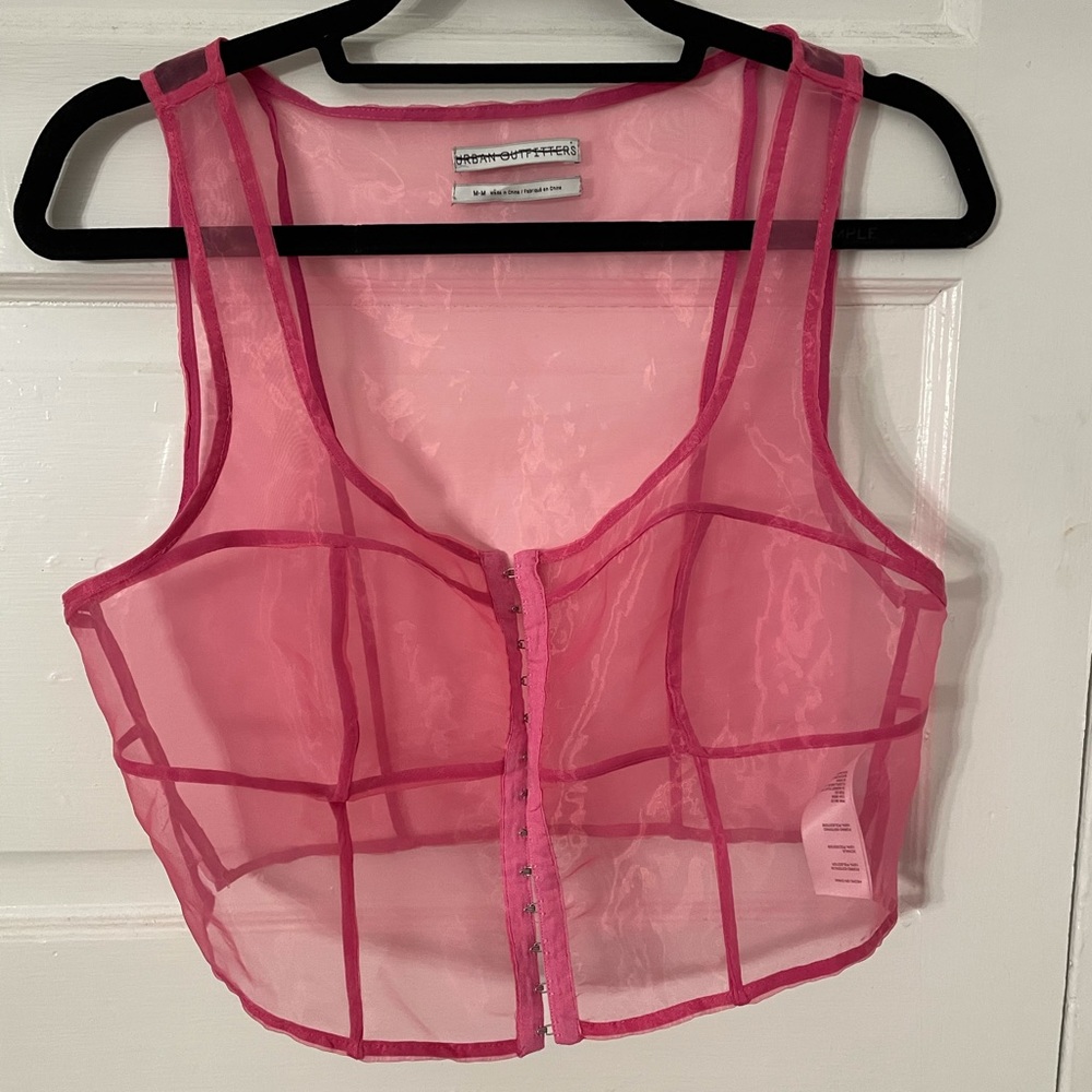 Pink bustier-like tank top